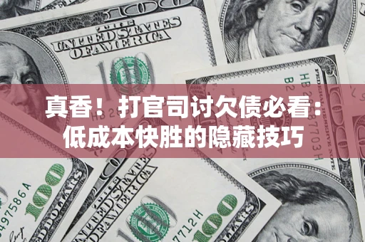 武汉真香！打官司讨欠债必看：低成本快胜的隐藏技巧